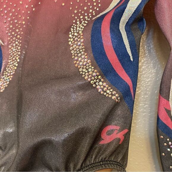 GK elite custom gymnastics competition leotard long sleeve ombre rhinestone CL - Picture 4 of 13